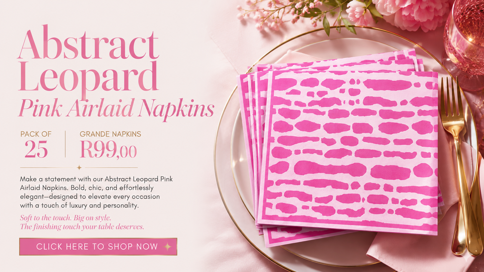 Airlaid Napkins | High Quality Serviette - Home 2026 4 Abstract Leopard Pink Airlaid Napkins