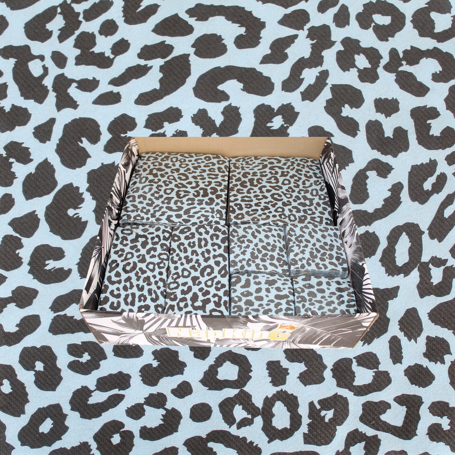 Leopard-Print--pale-blue-valuepack Pale Blue Leopard Napkins Box