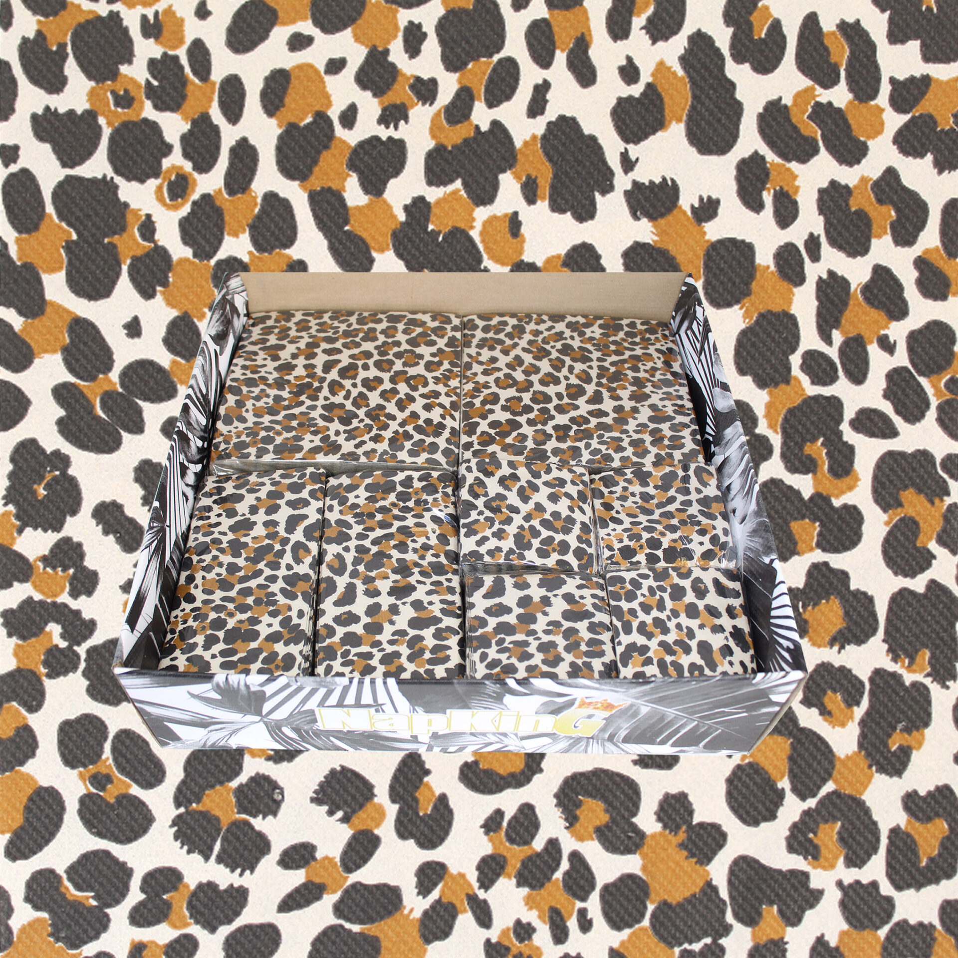 Leopard-Print--pebble-stone-valuepack Brown Leopard Napkins Box
