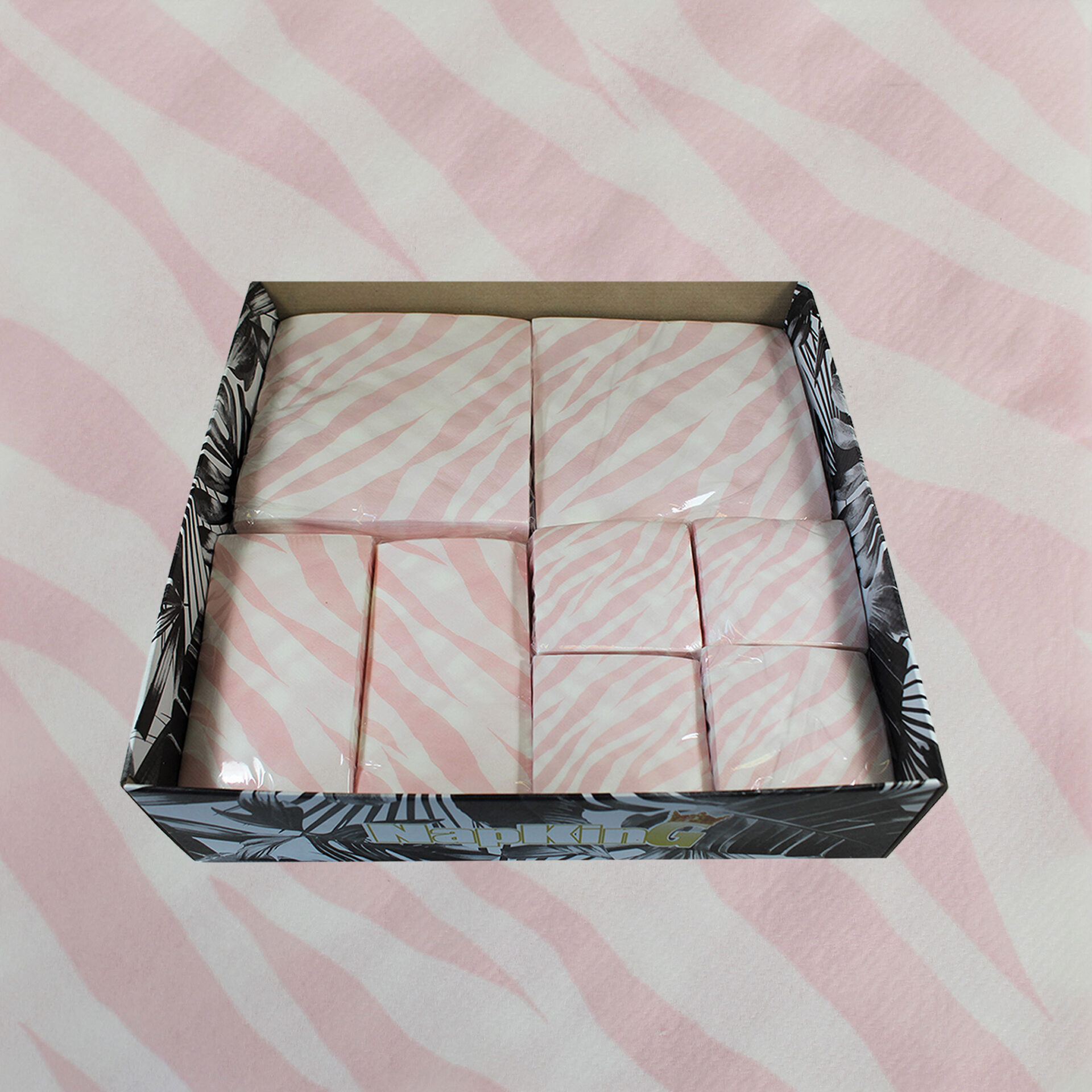 Zebra-pink-napkin-value-pack Pale Pink Zebra Napkins Box