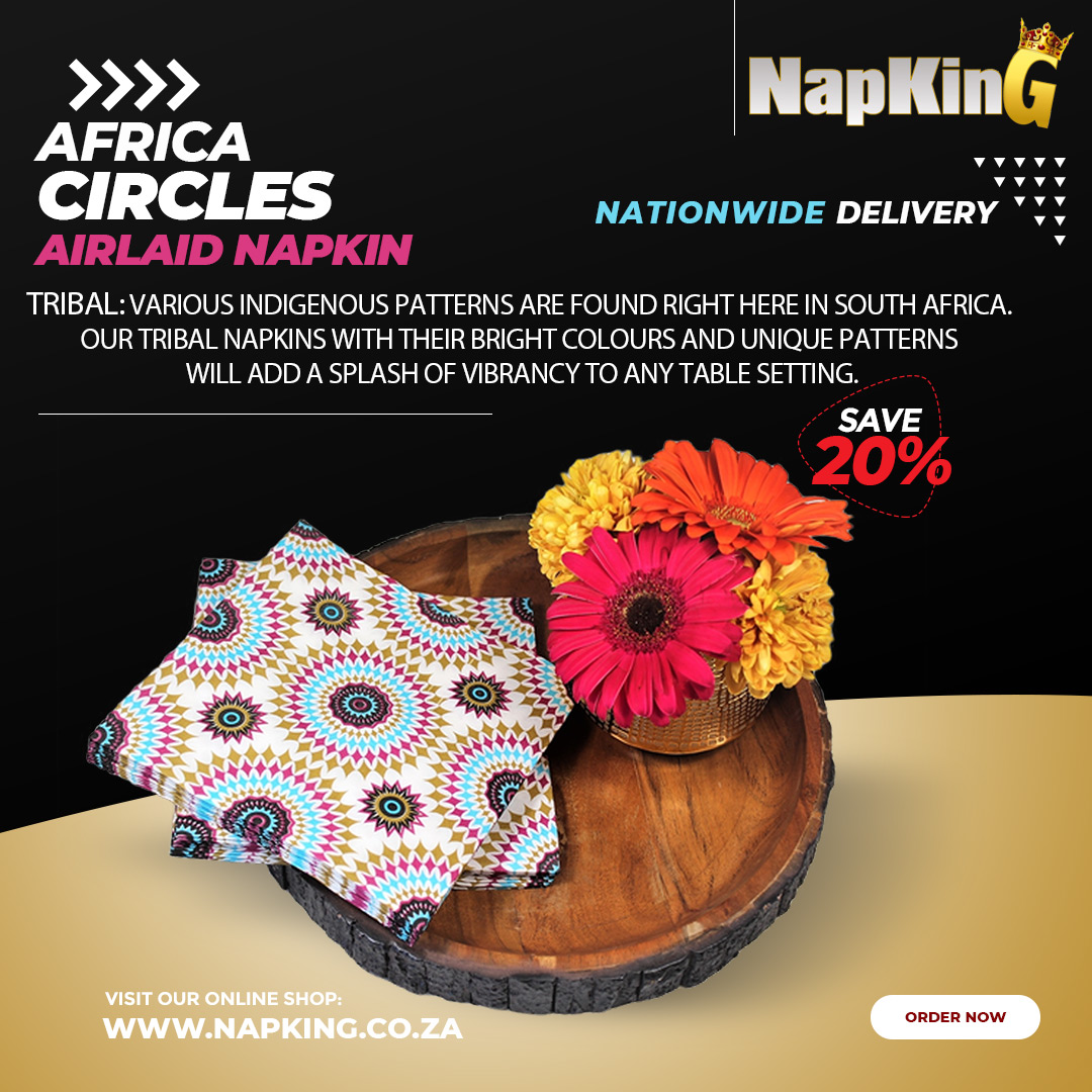Serviettes 3 Africa Circle Airlaid Napkins