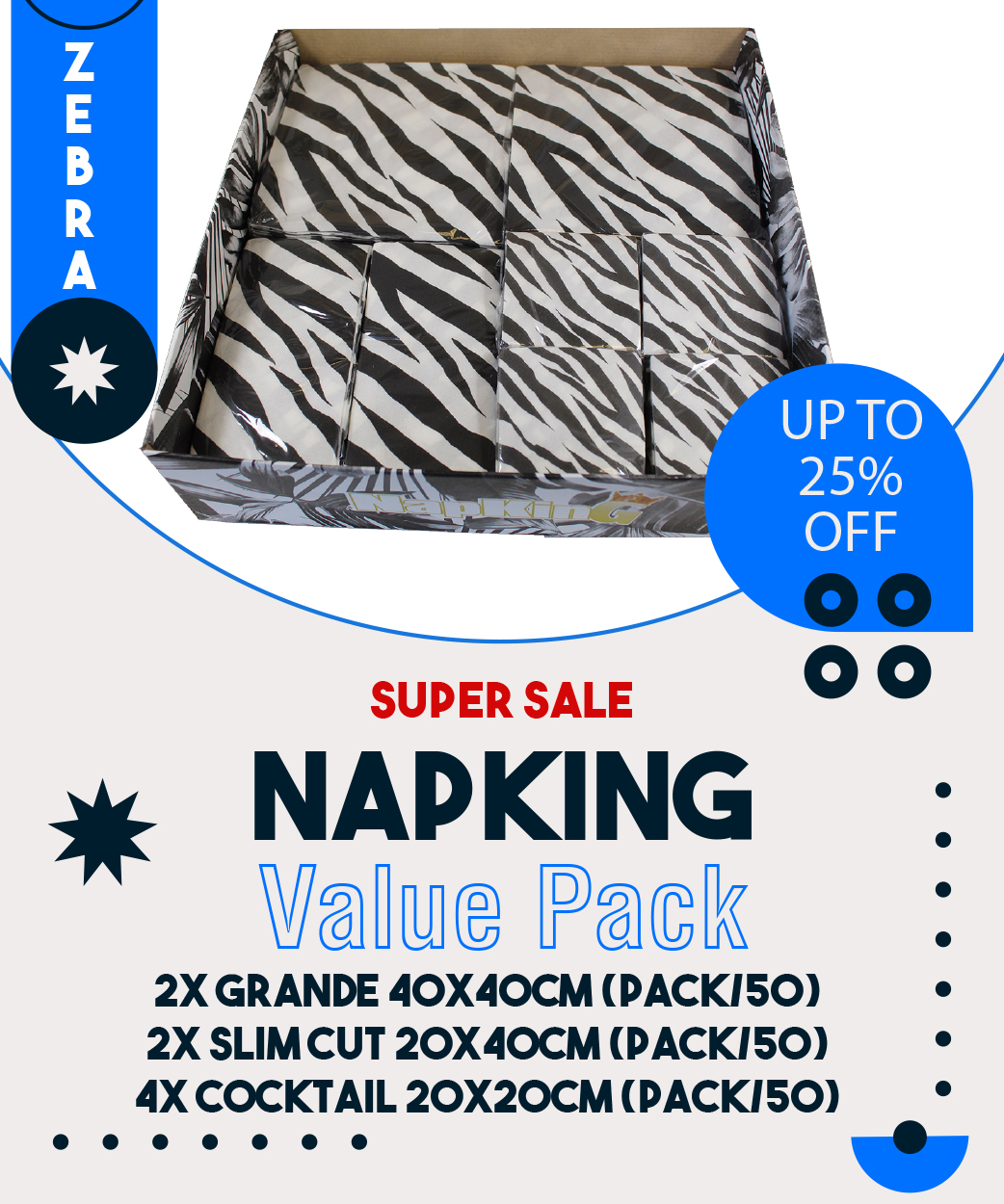 Zebra Value Pack Airlaid Napkins