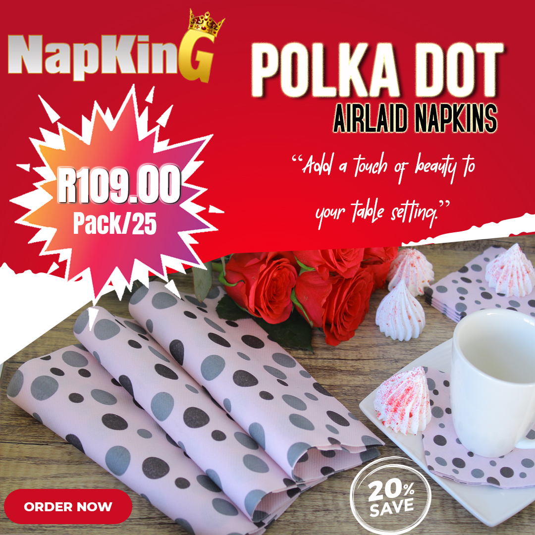 Airlaid Napkins Serviettes 8 Polka Dots Airlaid Napkins