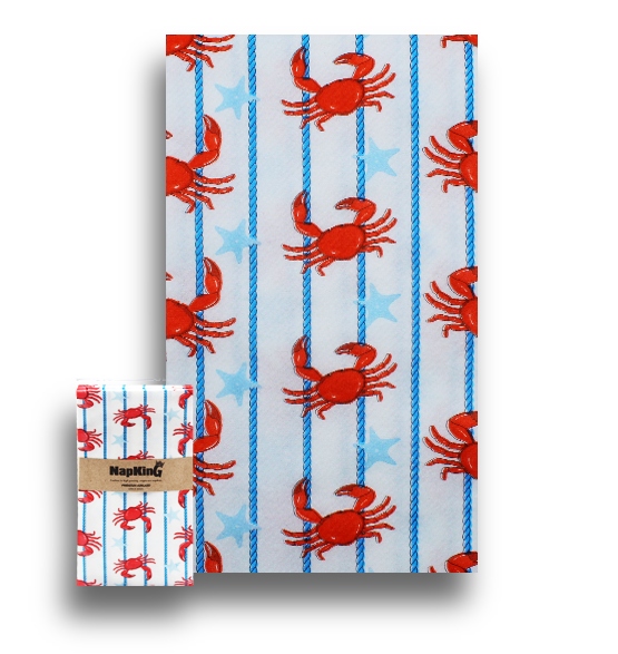 Crabs With Star Slim Cut Airlaid Napkins 20mx40cm -00 Crabs With Star Slim Cut Airlaid Napkins 20mx40cm -00