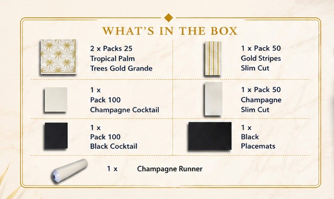 cabana gold napkins box description image